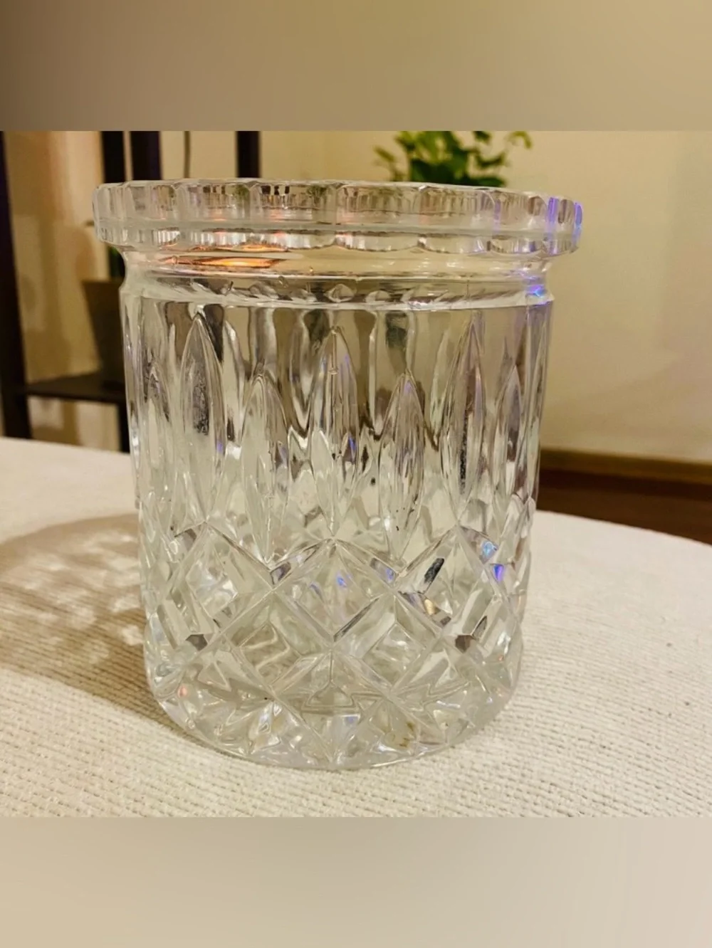 Vintage Clear Crystal Cut champagne cooler heavy Glass Decorative Vase by